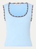 Tanktop met borduring en ribstructuur - Lichtblauw