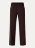 Wide fit pantalon met steekzakken en persplooi - Donkerbruin
