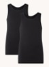 Singlet van  katoen in 2-pack - Zwart