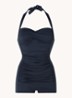 Boyleg voorgevormd badpak met plooidetail - Blauw
