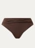 High waisted bikinislip met plooidetail - Chocoladebruin