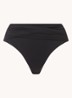 High waisted bikinislip met plooidetail - Zwart