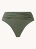 High waisted bikinislip met plooidetail - Legergroen