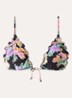 Slide triangel bikinitop met bloemenprint - Zwart