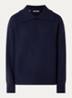 Cody fijngebreide polo in wolblend - Donkerblauw