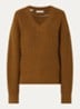Selma grofgebreide trui met V-hals - Cognac