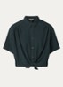 Alfassa cropped blouse van  crêpe met geknoopt detail - Petrol
