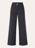 Manhatti high waist wide fit pantalon met krijtstreep en opgestikte zakken - Antraciet