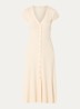 Nea midi jurk met V-hals - Beige