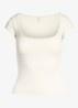 Cotton Jersey t-shirt met rechthoekige hals - Wit
