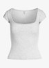 Cotton Jersey t-shirt met rechthoekige hals - Lichtgrijs