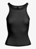 Semi-transparante tanktop met ribstructuur - Zwart