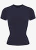 T-shirt van jersey met ribstructuur - Donkerblauw