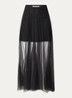 Roasly semi-transparante maxi rok van mesh - Zwart