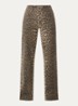 Sienna mid waist loose fit jeans met panterprint - Lichtbruin