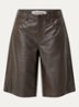 Voke high waist wide leg korte broek van lamsleer - Donkerbruin