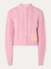 Grofgebreide vest in wolblend met logo - Roze