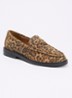 Adison loafer van suède met panterprint - Beige