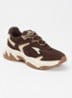 Ample sneaker met suède details - Donkerbruin