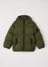 00004 puffer jack met capuchon en ritszakken - Legergroen