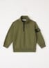 00005 sweater met logo en halve rits - Legergroen