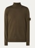 00066 fijngebreide pullover van scheerwol met col - Legergroen
