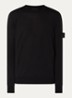 00074 fijngebreide pullover van scheerwol met logo - Zwart