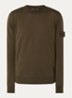 00074 fijngebreide pullover van scheerwol met logo - Legergroen