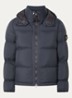 S0483 puffer jack met donsvulling en afneembare capuchon - Donkerblauw