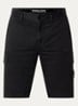 S0004 straight fit korte broek met logo en steekzakken - Zwart
