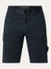 S0004 straight fit korte broek met logo en steekzakken - Donkerblauw