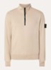 S0051 sweater met halve rits en logo - Beige