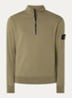 S0051 sweater met halve rits en logo - Legergroen
