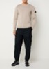 S00B0 fijngebreide pullover met logo - Beige