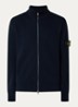 S00D8 ribgebreid vest met logo - Donkerblauw