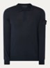 S00FC regular fit polo van scheerwol - Donkerblauw