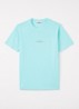 S0377 T-shirt met logo- en backprint - Turquoise