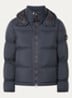 S0483 puffer jack met donsvulling en afneembare capuchon - Donkerblauw
