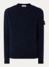 S0N22 fijngebreide trui in wolblend met logo - Donkerblauw