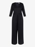 Wide fit jumpsuit met lurex en strikceintuur - Zwart