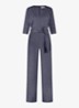 Wide fit jumpsuit met lurex en strikceintuur - Blauwgrijs