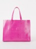 Alicon shopper met crocostructuur - Oudroze