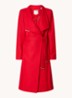 Rose mantel in kasjmierblend met strikceintuur - Rood