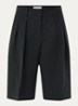 Bilbao high waist wide fit korte pantalon in linnenblend - Zwart