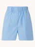Liu high waist wide fit korte broek met elastische band - Blauw