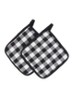 Gingham pannenlap set van 2 - Zwart
