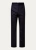 Straight fit pantalon van wol met streepprint en steekzakken - Donkerblauw