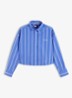 Blouse met streepprint en logoborduring - Blauw
