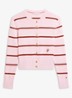 Fijngebreid vest met streepprint - Roze