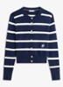 Fijngebreid vest met streepprint - Donkerblauw